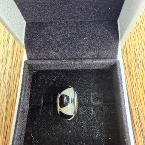 RETIRED Pandora Captivating Black and Grey Triangle Murano Glass Charm